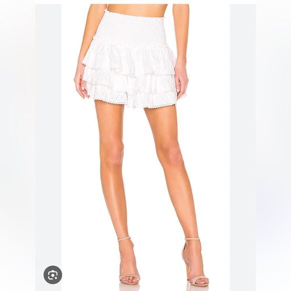 MISA Agnes Smocked Tiered mini skirt in XS . NWT - Picture 4 of 10